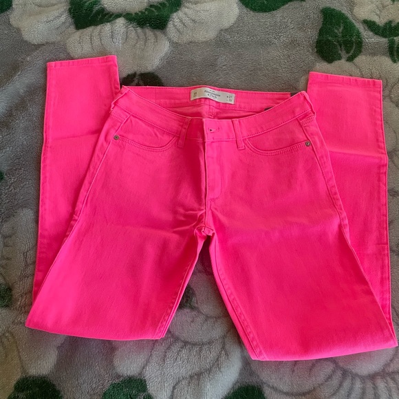 Y2K A&F Bright Neon Pink Skinny Jeans - Picture 9 of 12